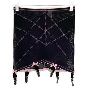 RAGO Vintage Deep Suspender Garter Belt with Pink Bows